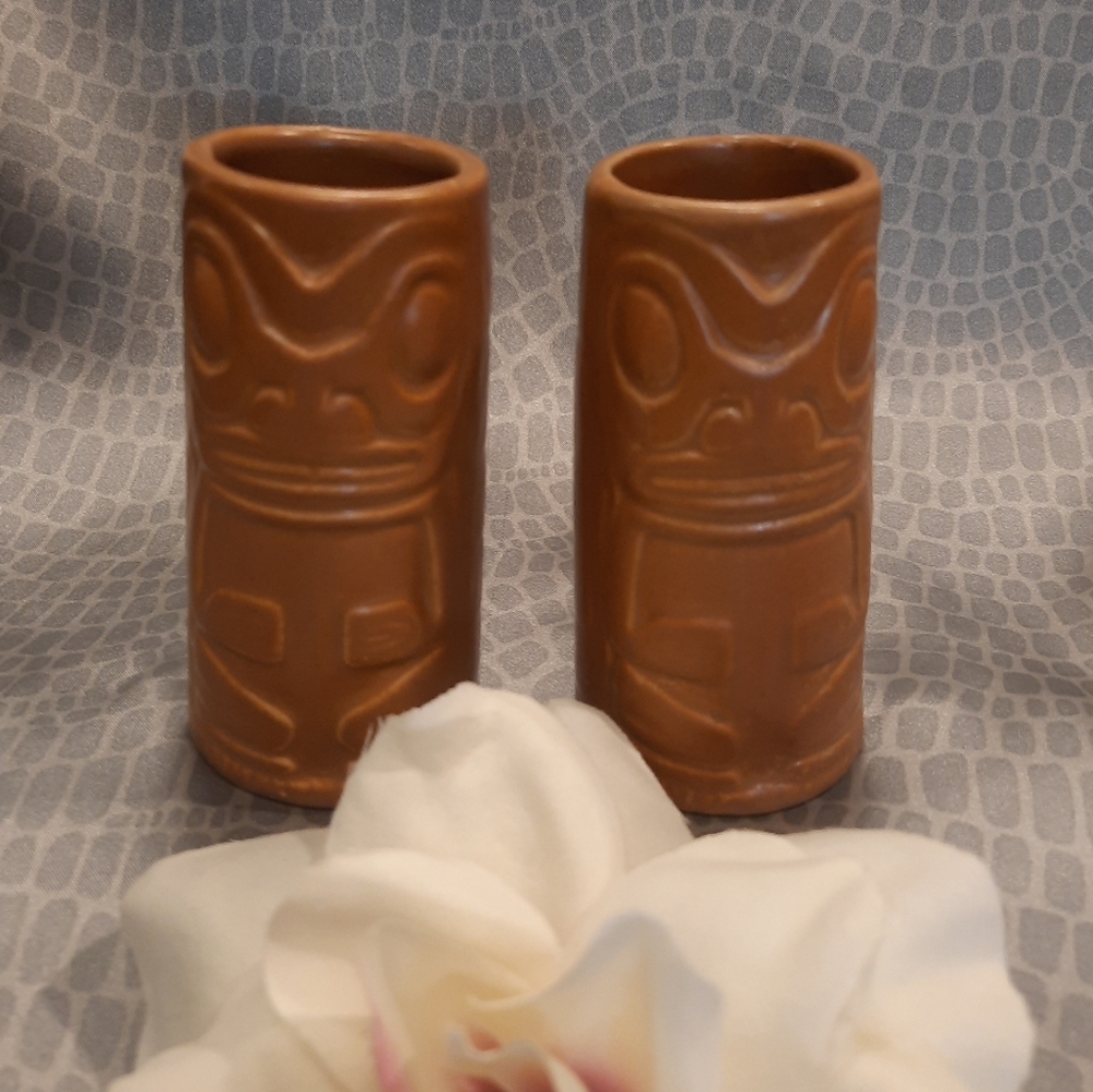 Shonfeld's Tiki Ceramic Double Shot Glasses ~ Set Of 2